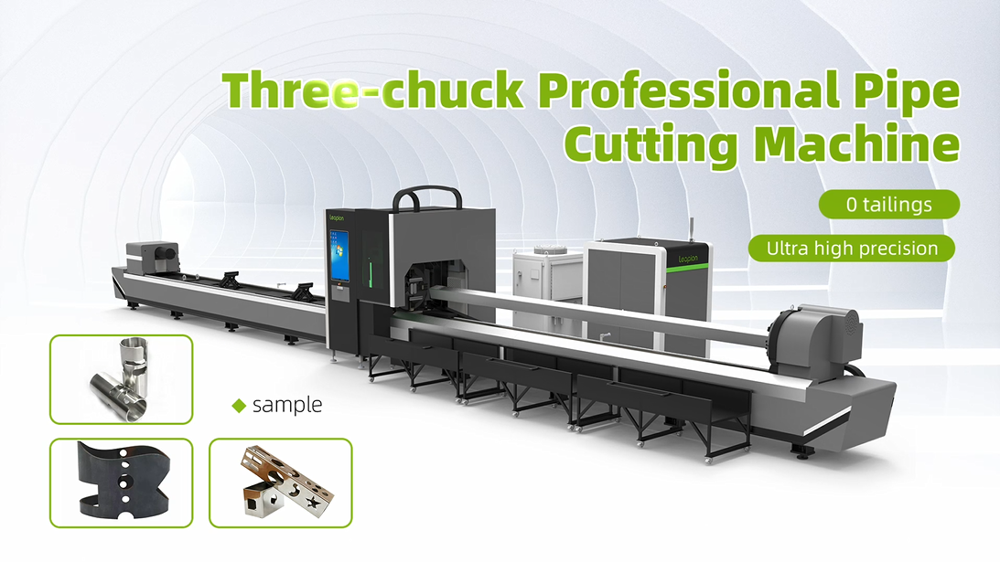 Leapion 3 Chuck Professional Laser Pipe Cutting Machine Which Cut Tube 